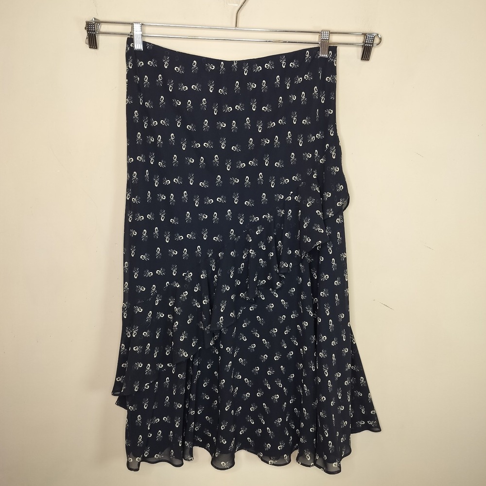 Chaps Navy Blue Floral Maxi Skirt